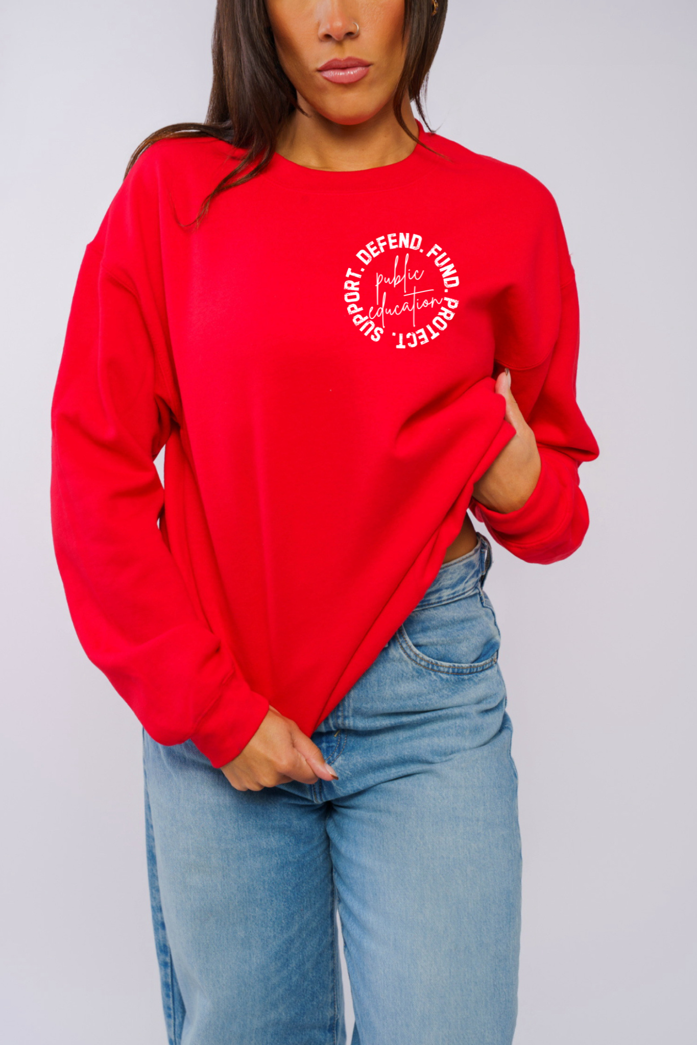 Support. Fund. Defend. Protect. Public Education / red for education teacher