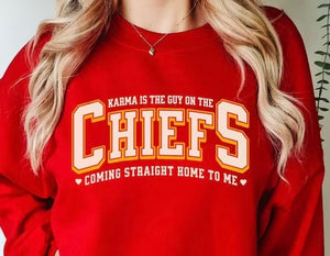 Karma is the guy on the chiefs coming straight home  to me | holiday Taylor swift