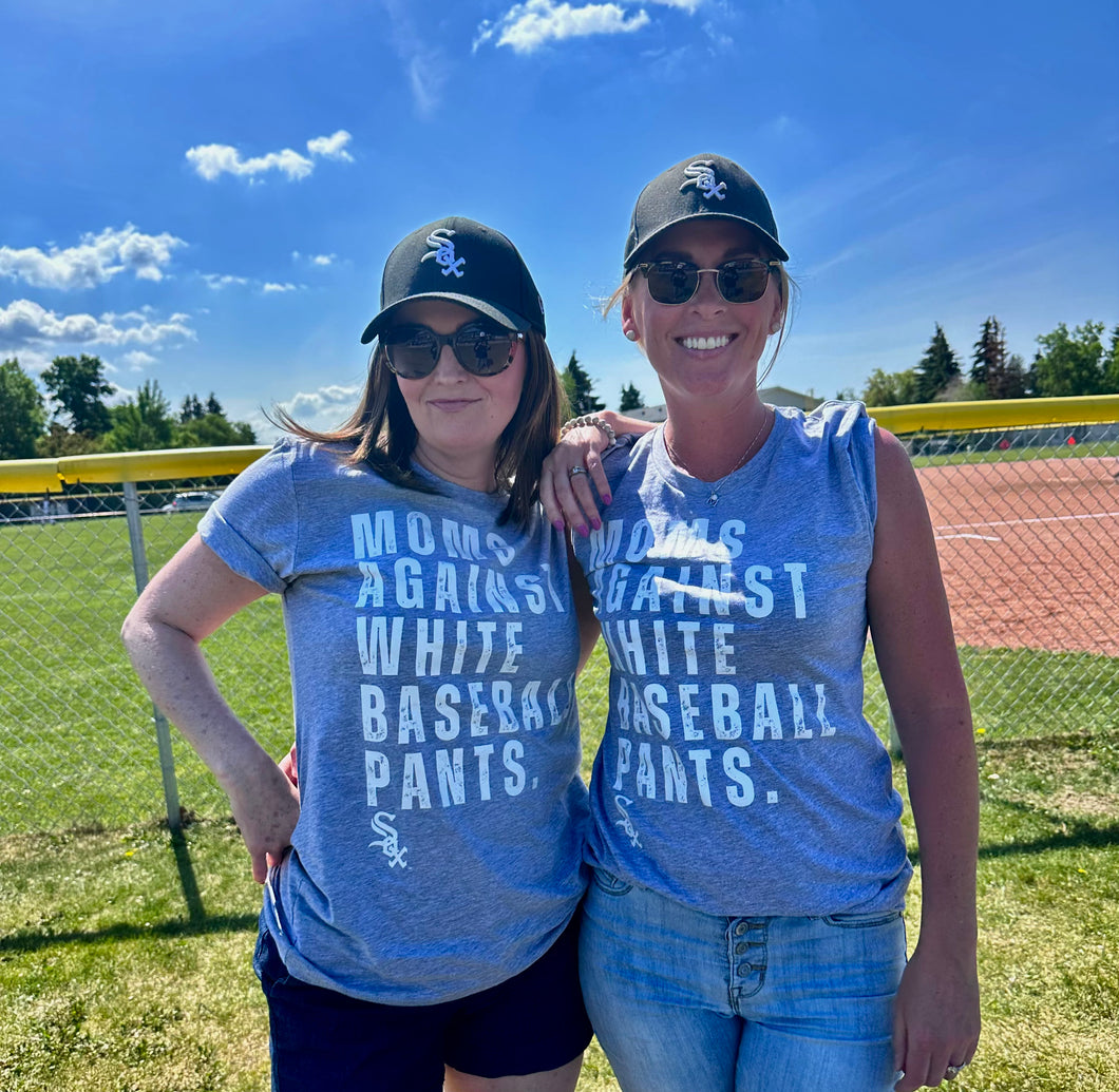 SWEMBA sox | moms against white baseball pants  | grey tshirt