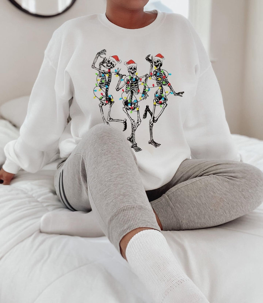 Skeleton dancing Christmas lights